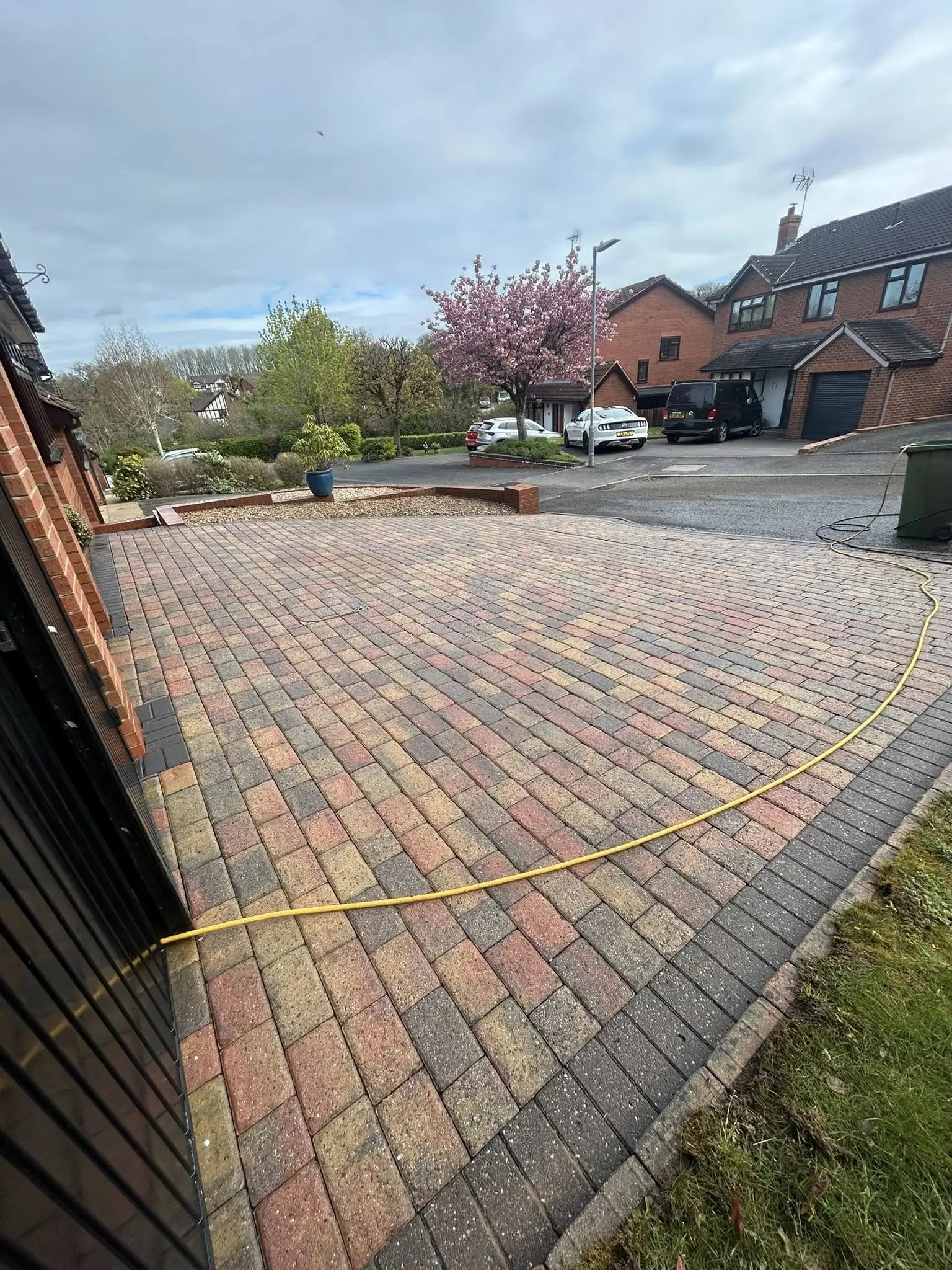 Cleaned block-paved driveway