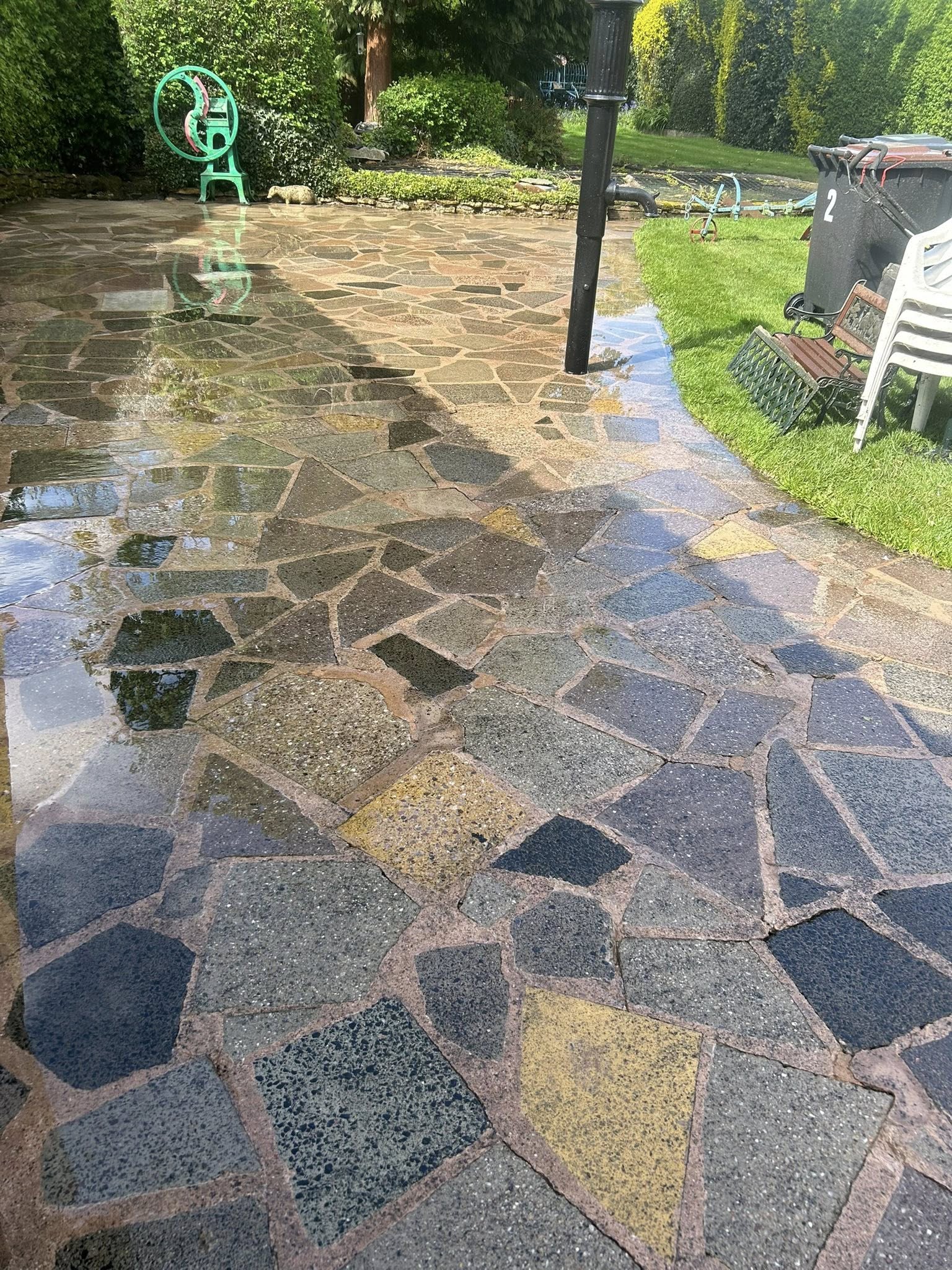 Freshly cleaned patio.